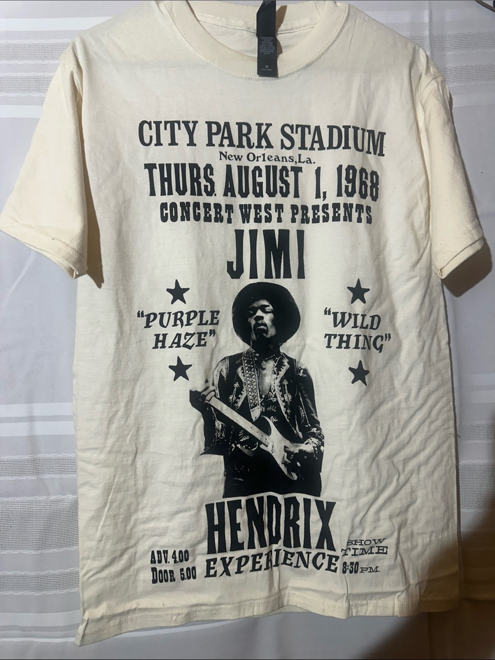 Hanes Cream Jimi Hendrix Concert Graphic Tee